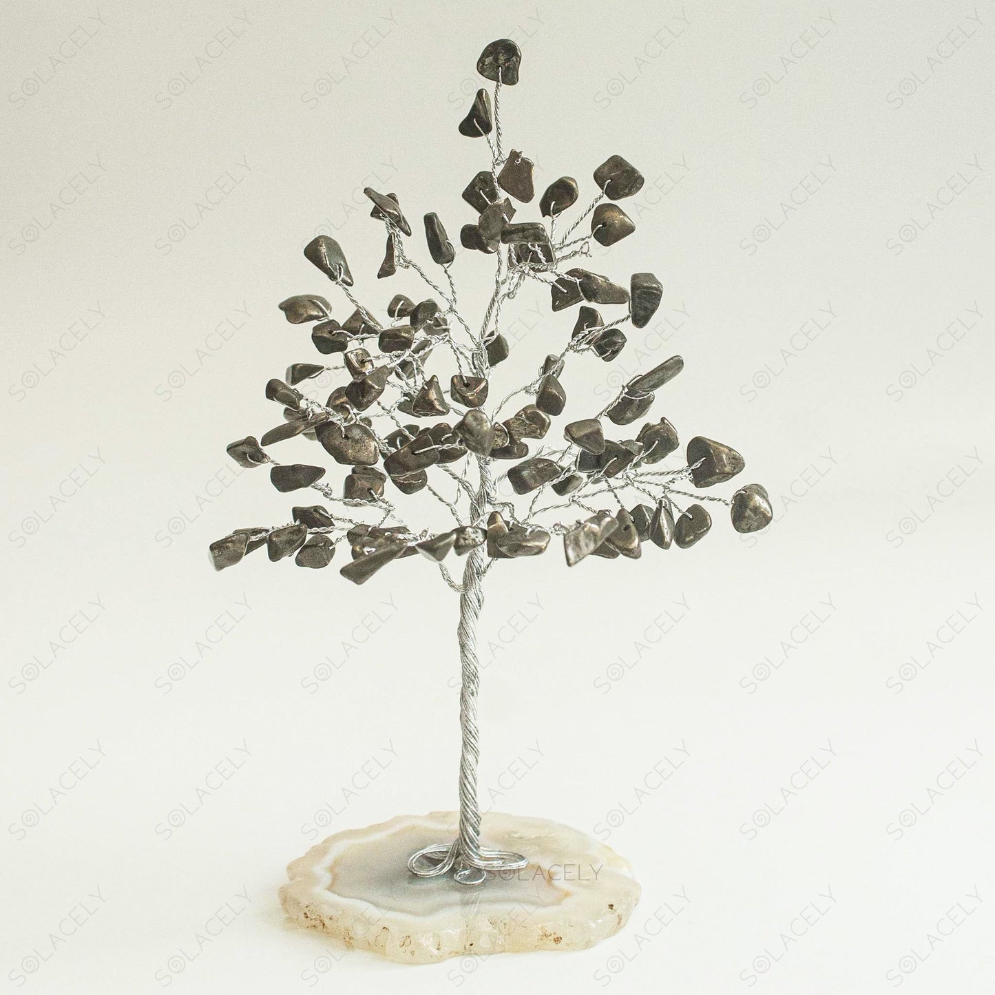 small pyrite gemstone beaded tree 100 beads