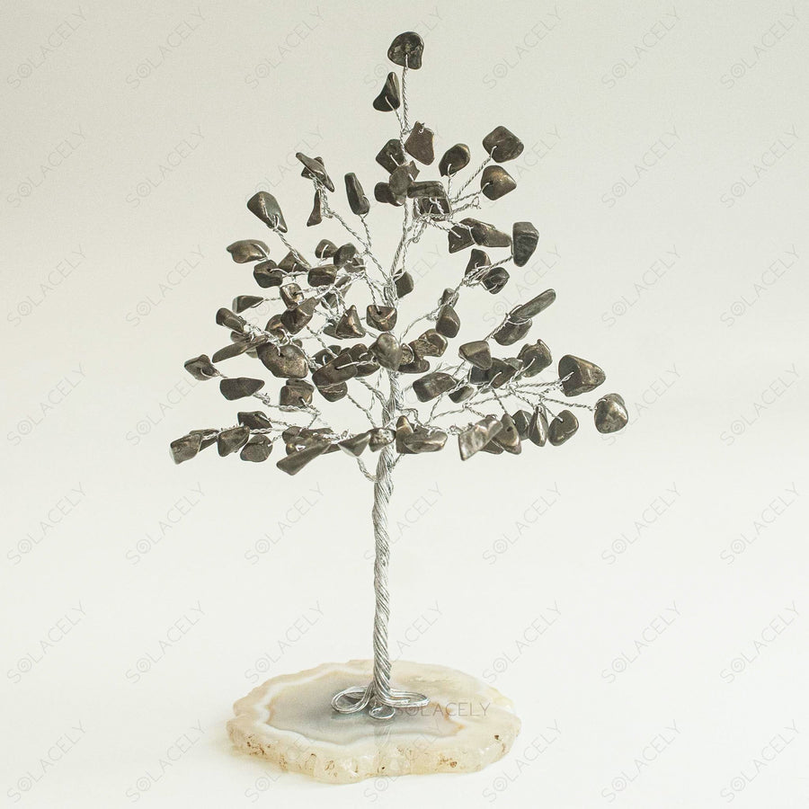 small pyrite gemstone beaded tree 100 beads