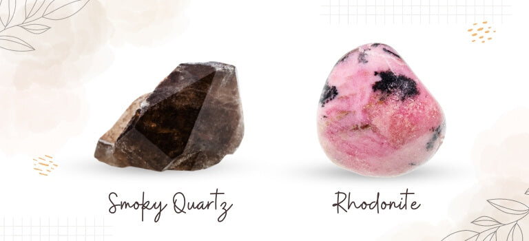 smoky quartz and rhodonite mobile banner image