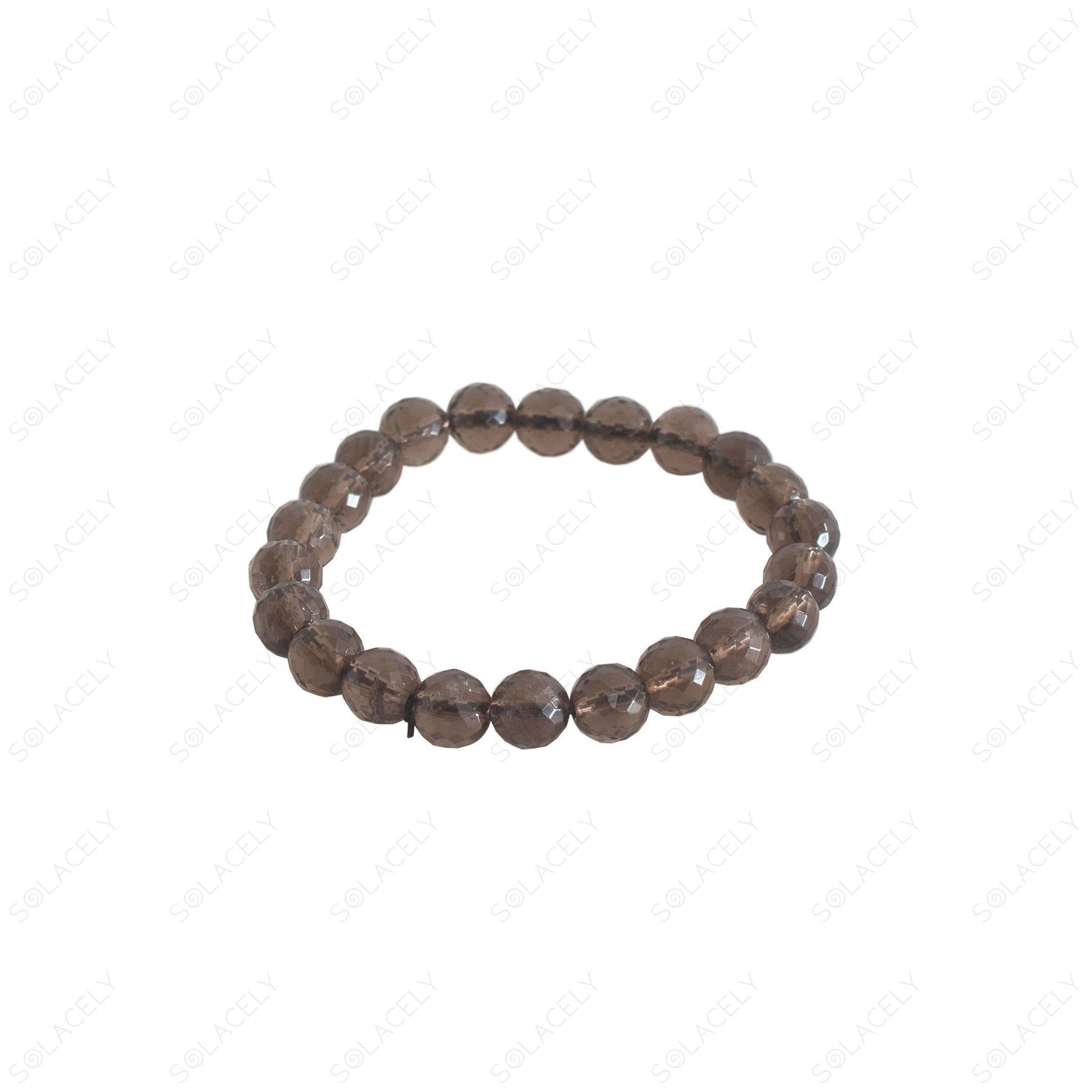 smoky quartz faceted bead bracelet