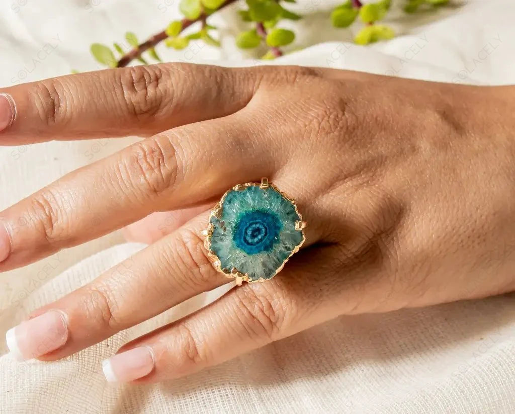 solar quartz ring for women