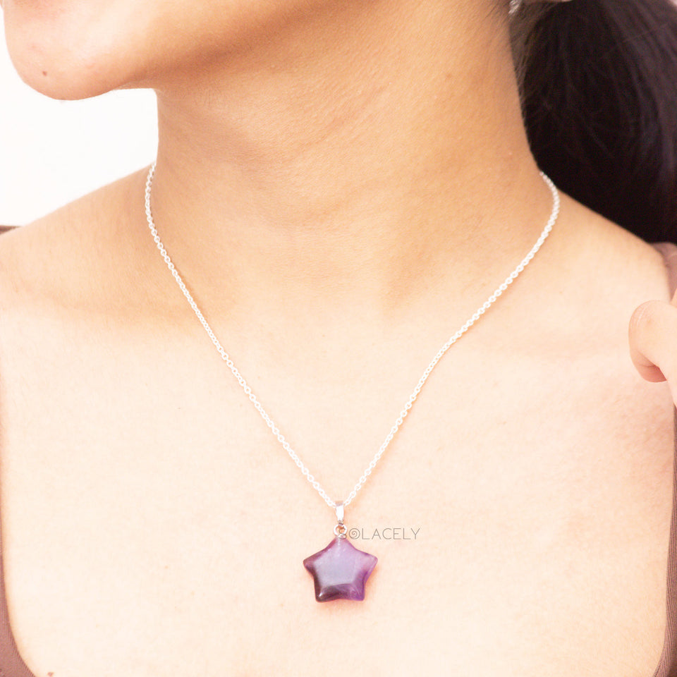 star shaped amethyst gem pendant