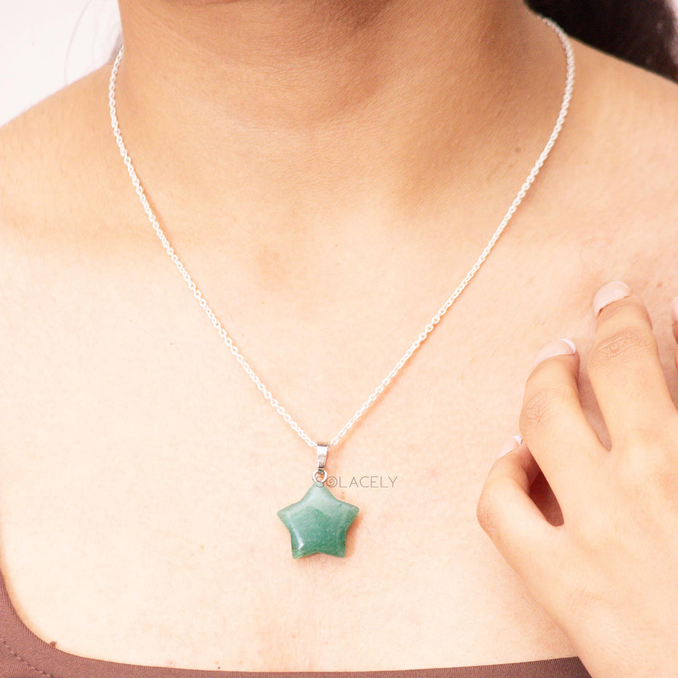 star shaped green aventurine gem pendant