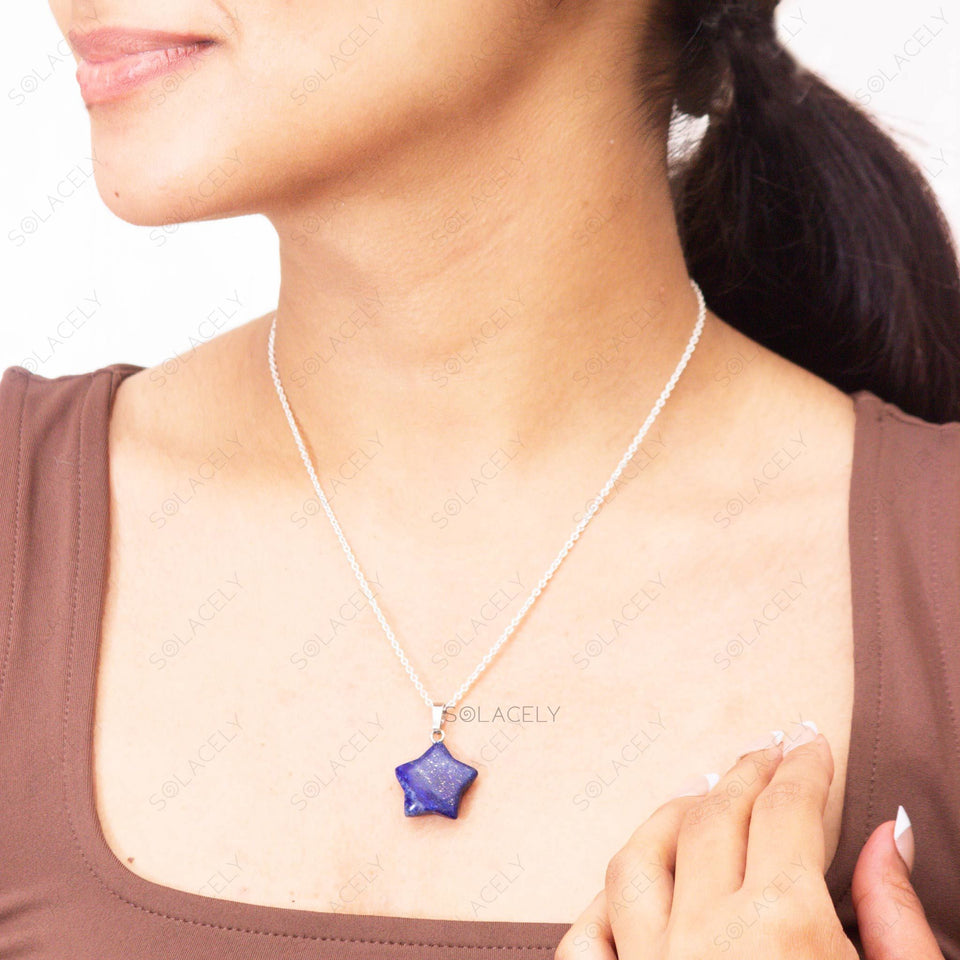 star shaped lapis lazuli gem pendant