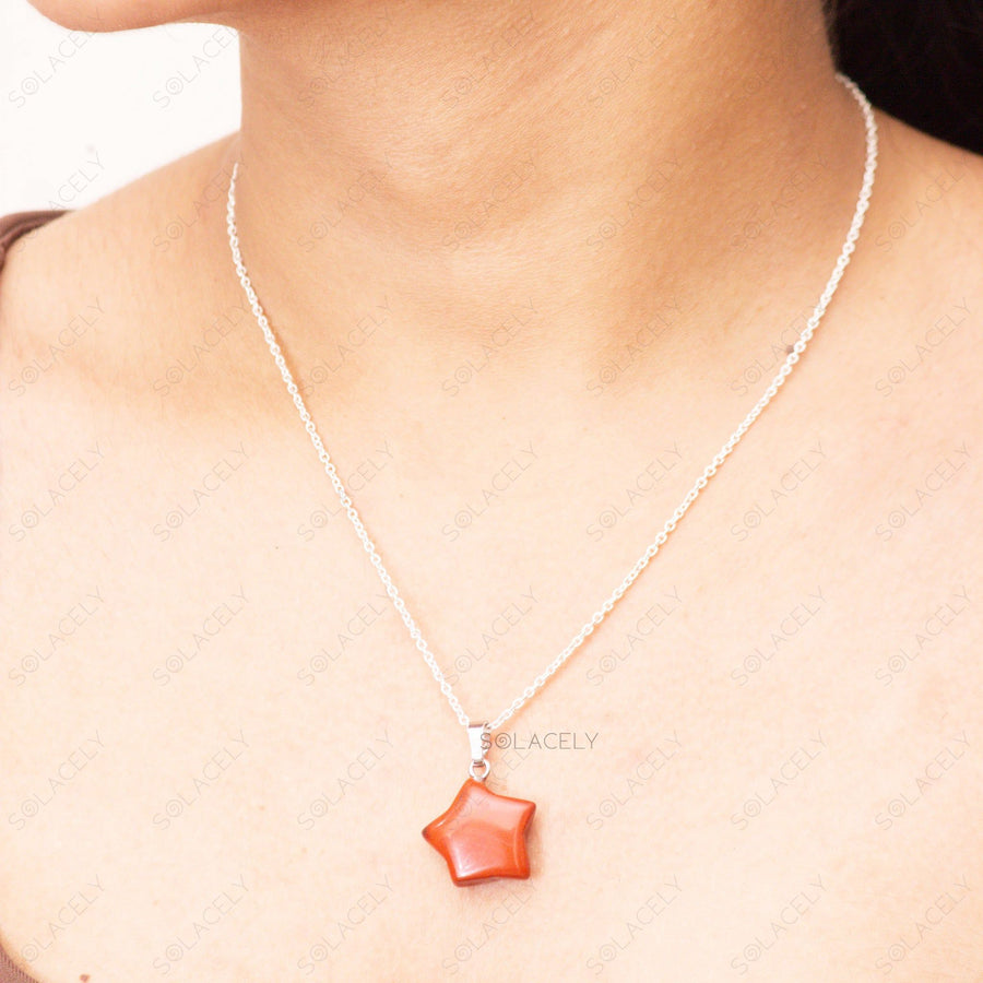 star shaped red jasper gem pendant