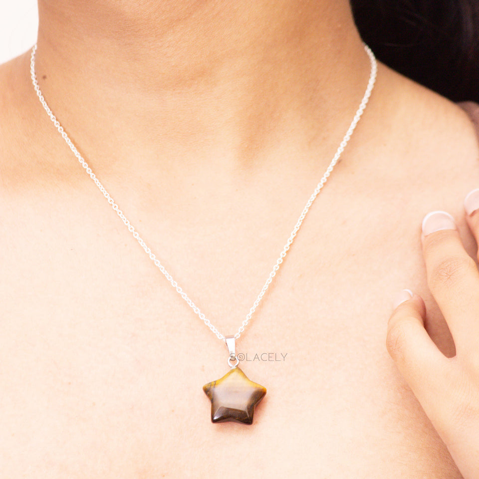 star shaped tigers eye gem pendant