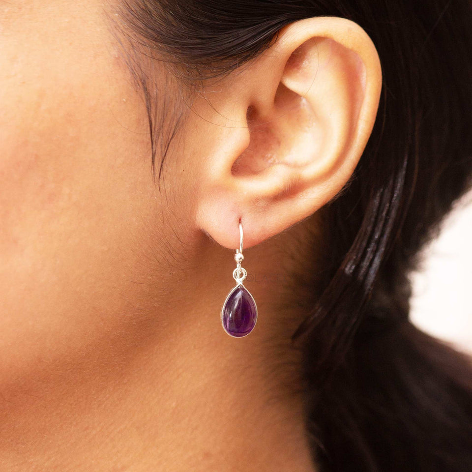 sterling silver amethyst drop earrings