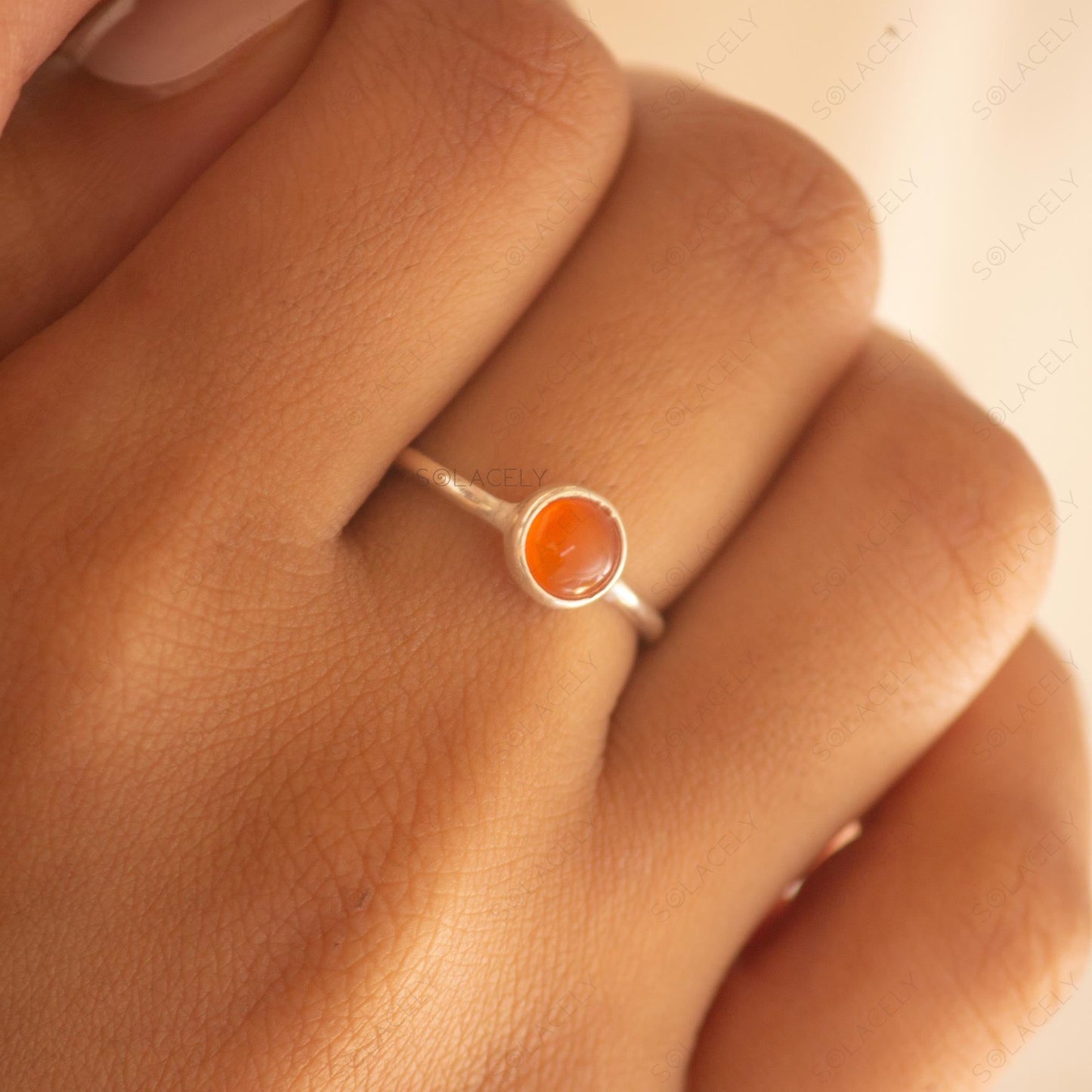 sterling silver carnelian ring