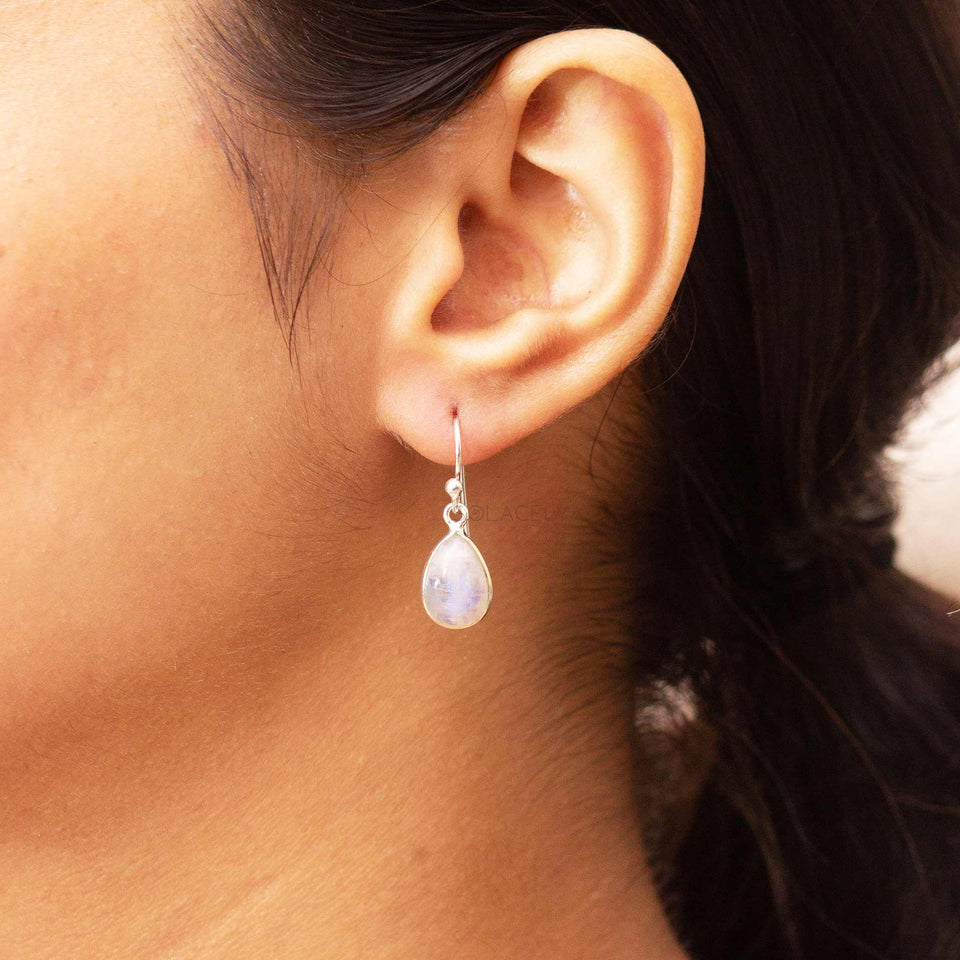 sterling silver moonstone drop earrings