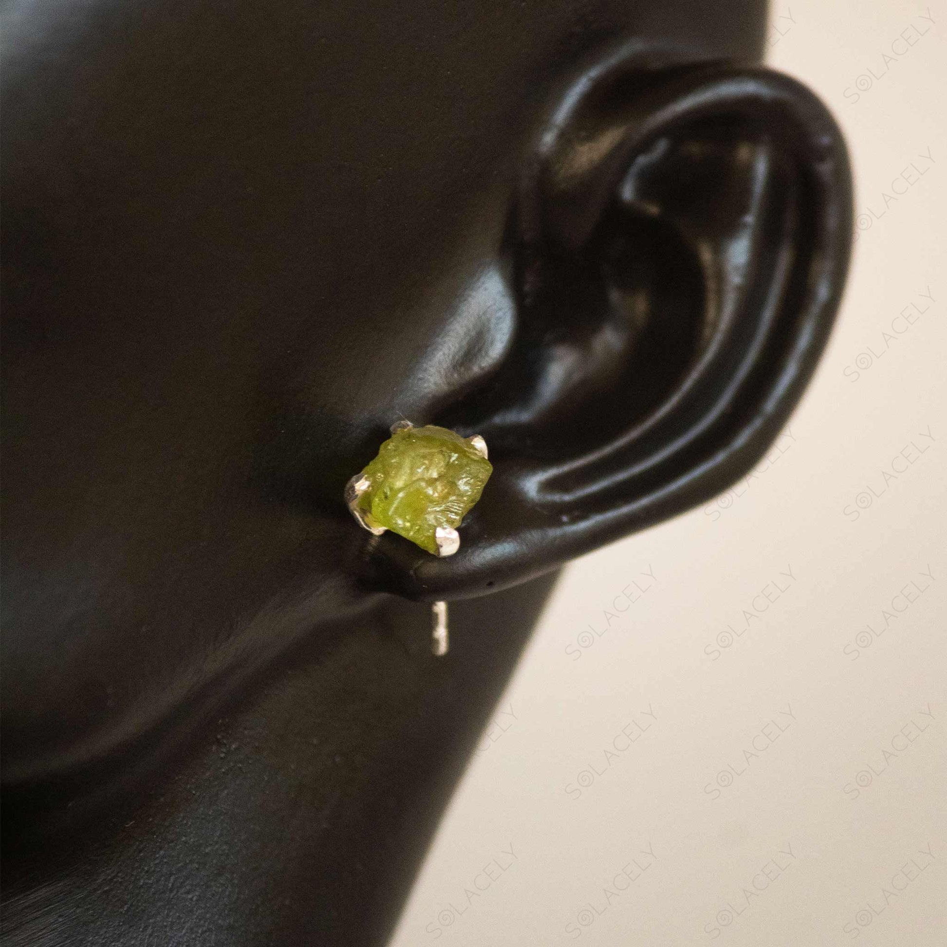 sterling silver raw peridot earrings