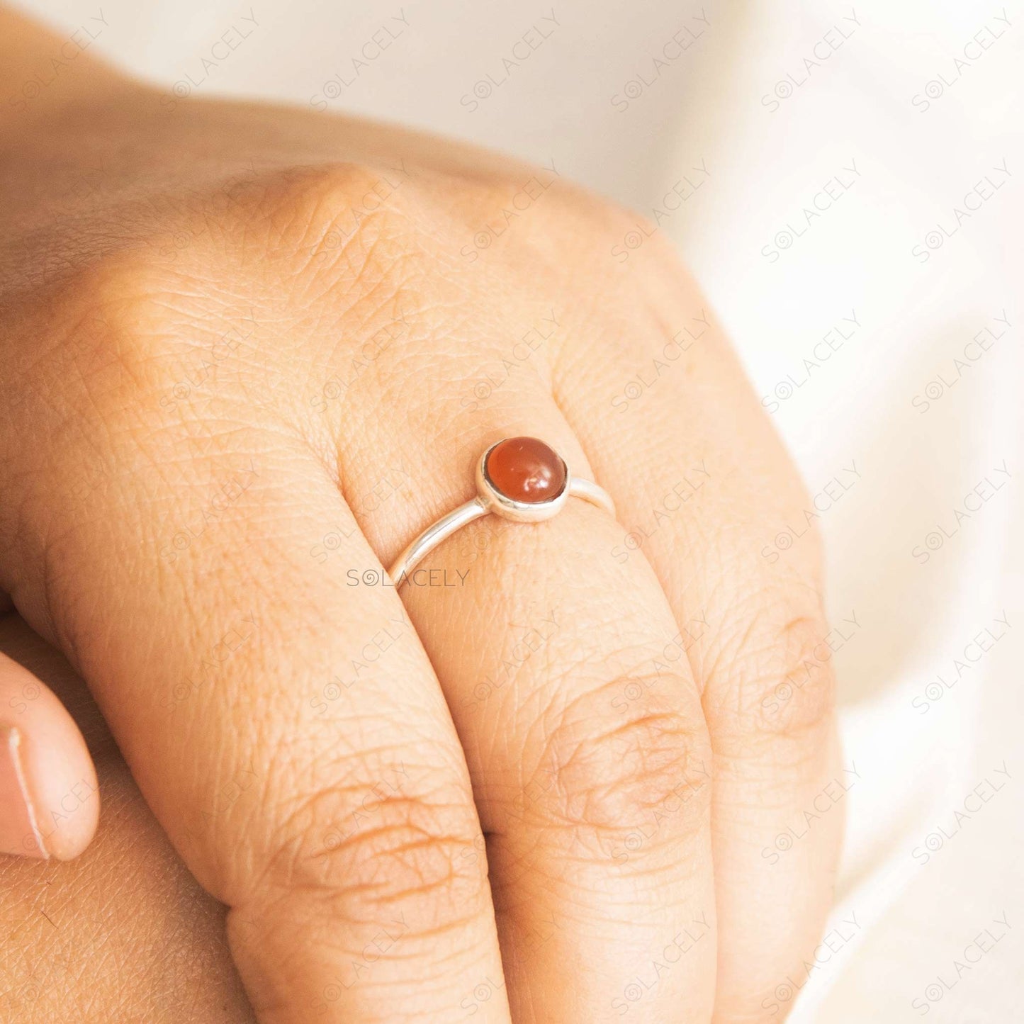 sterling silver ring with carnelian