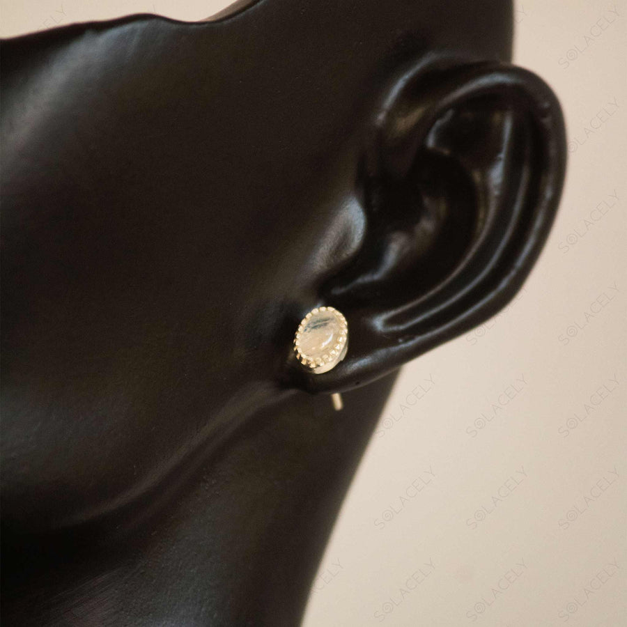 sterling stud earring with moonstone