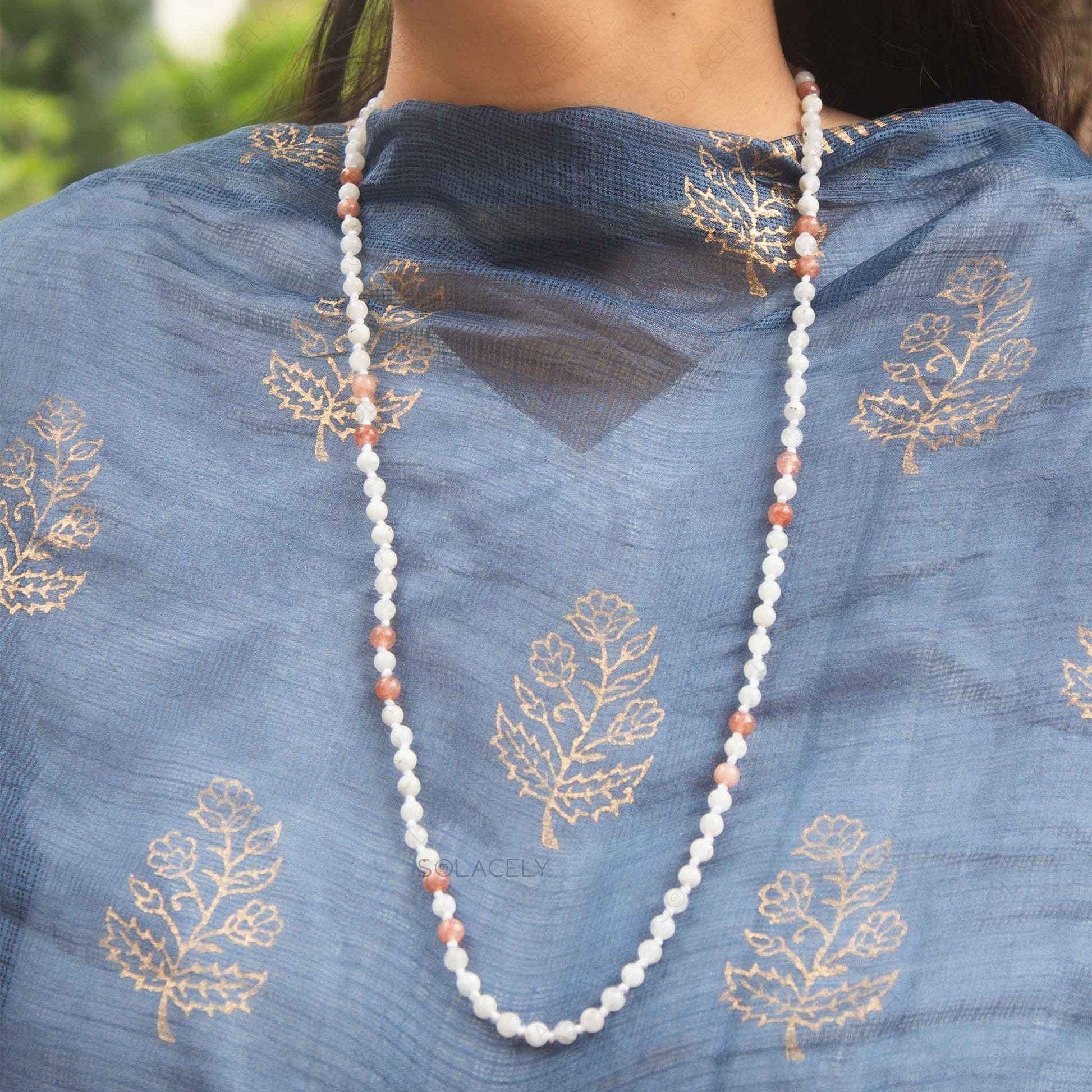 sunstone & moonstone japmala 6mm beads 