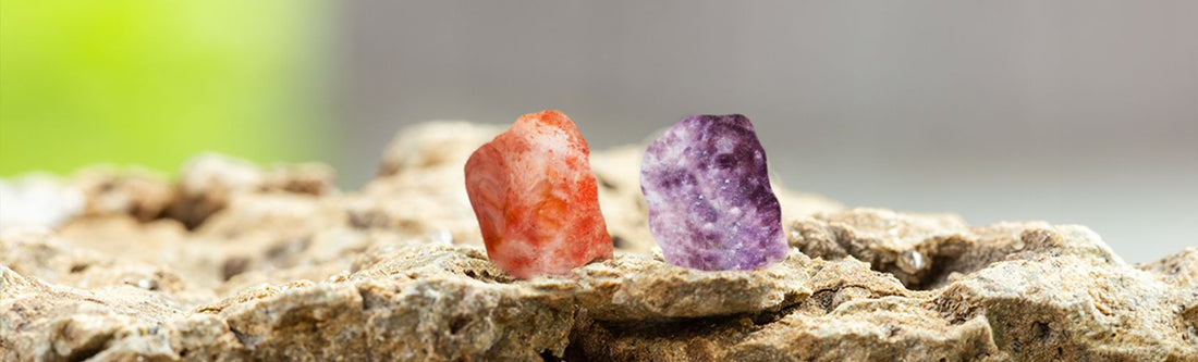 sunstone crystal and lepidolite combination