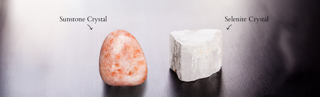 sunstone & selenite crystal