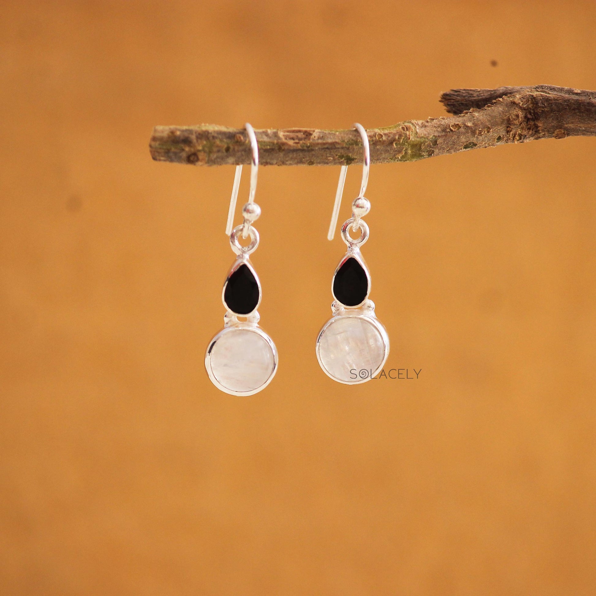 tear drop black tourmaline earrings