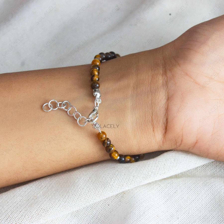 tigers eye bracelet 4mm beads adjustable