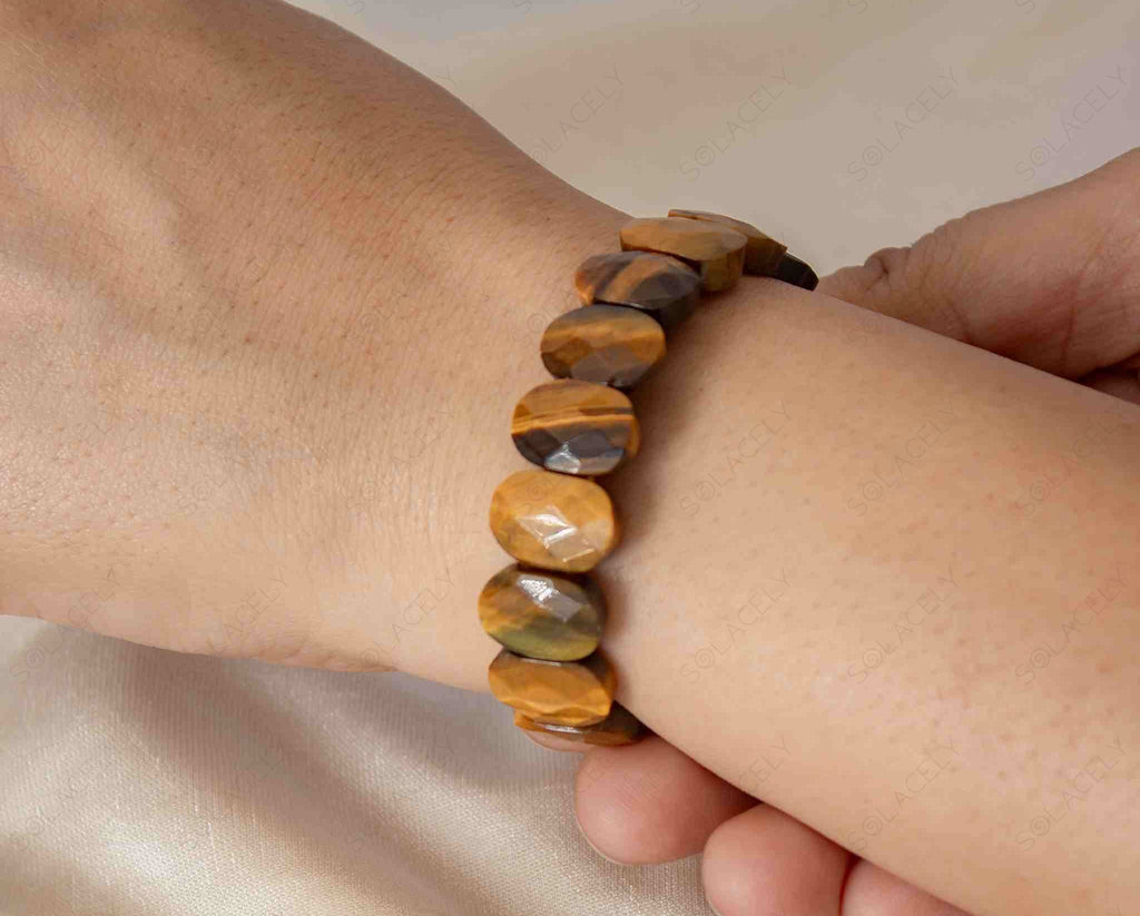 tigers eye diamond cut bracelet