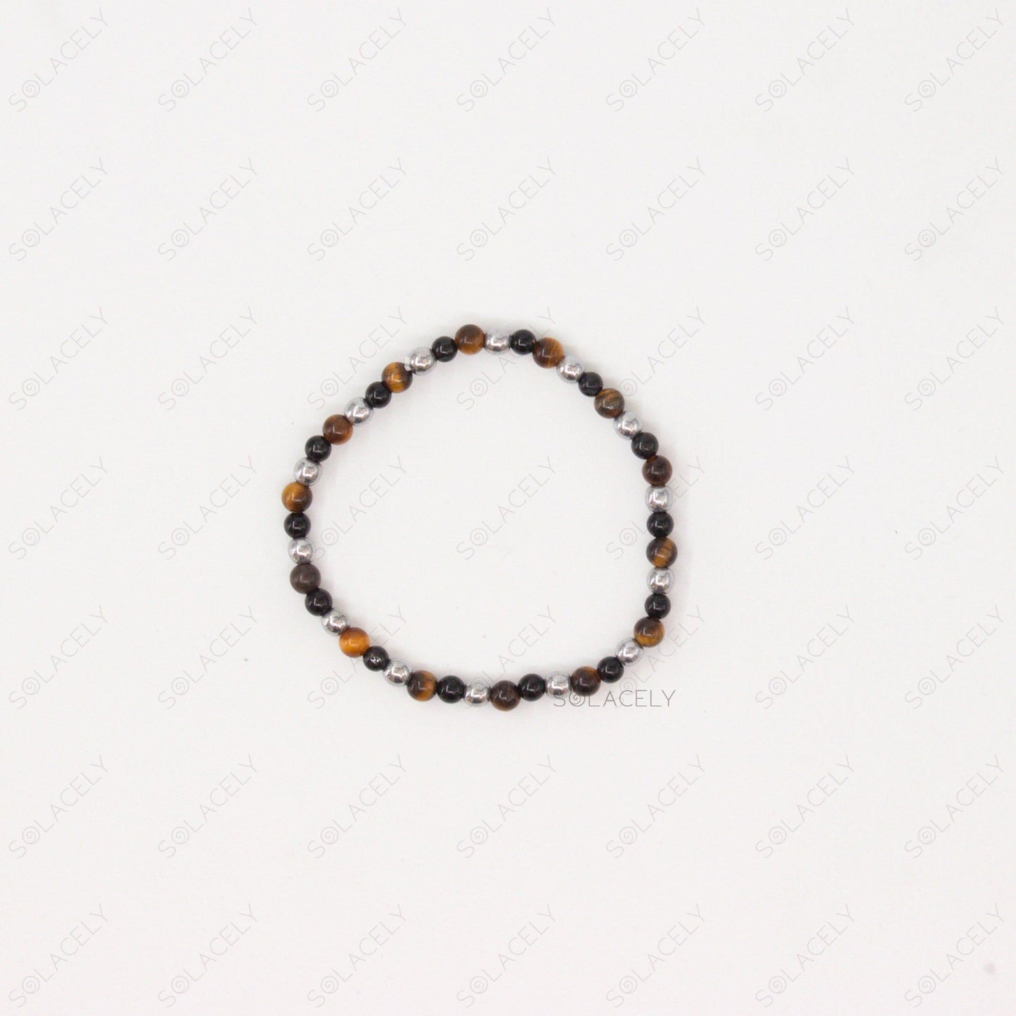 triple protection bracelet hematite tiger's eye, black tourmaline 4mm 