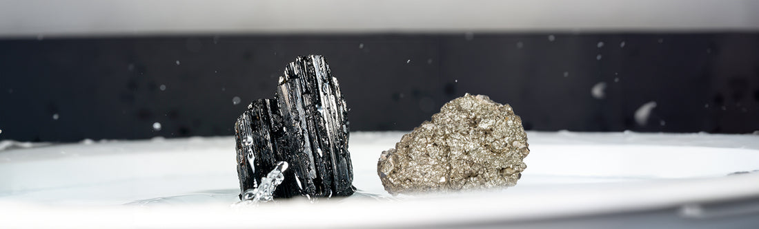 Black Tourmaline Crystal and Pyrite Crystal