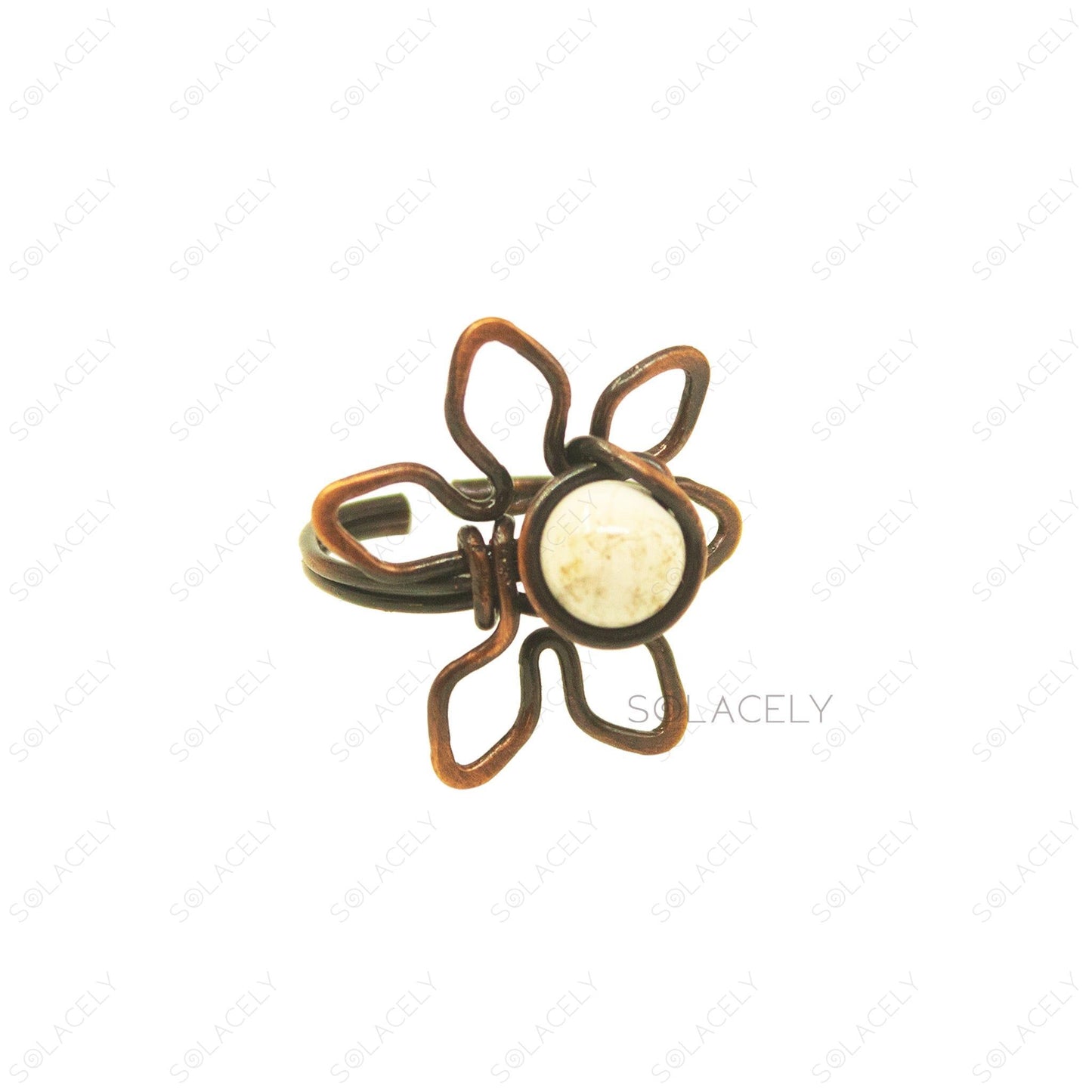 vintage howlite flower wire ring