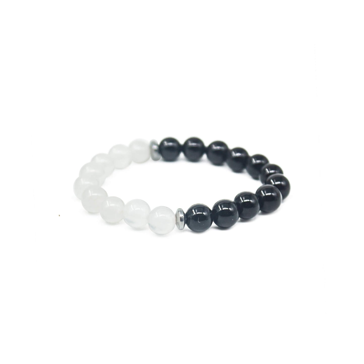 white quartz and black obsidian bracelet