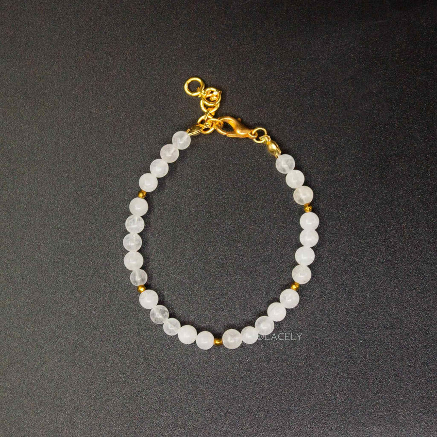 white quartz beaded bracelet  hematite