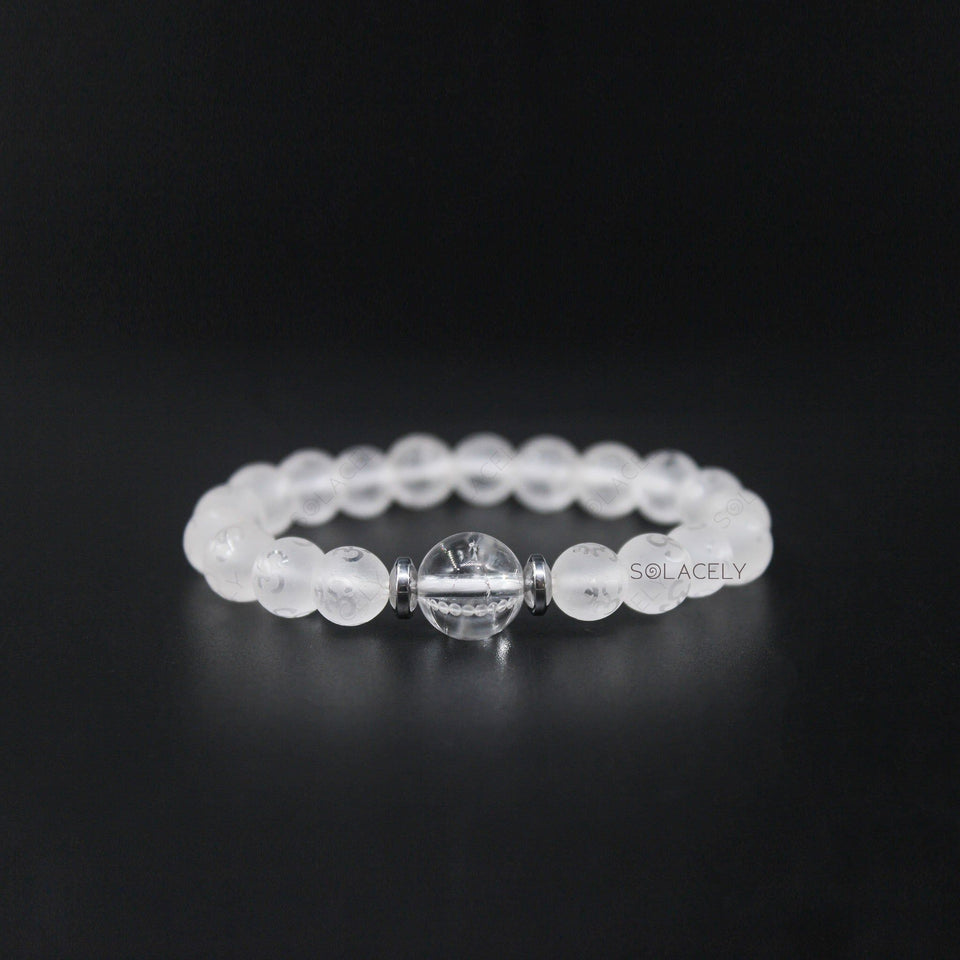 white quartz om bracelet