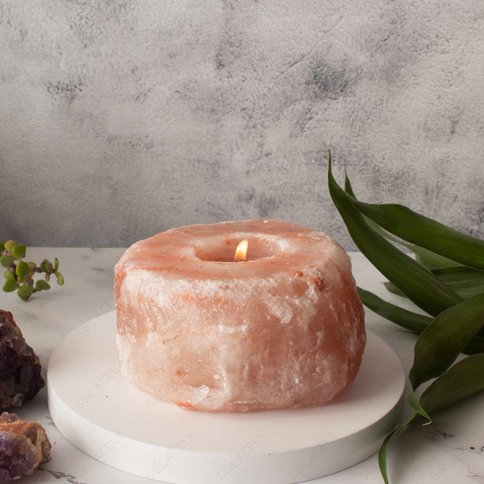 Natural Himalayan Salt Candle Holder Solacely