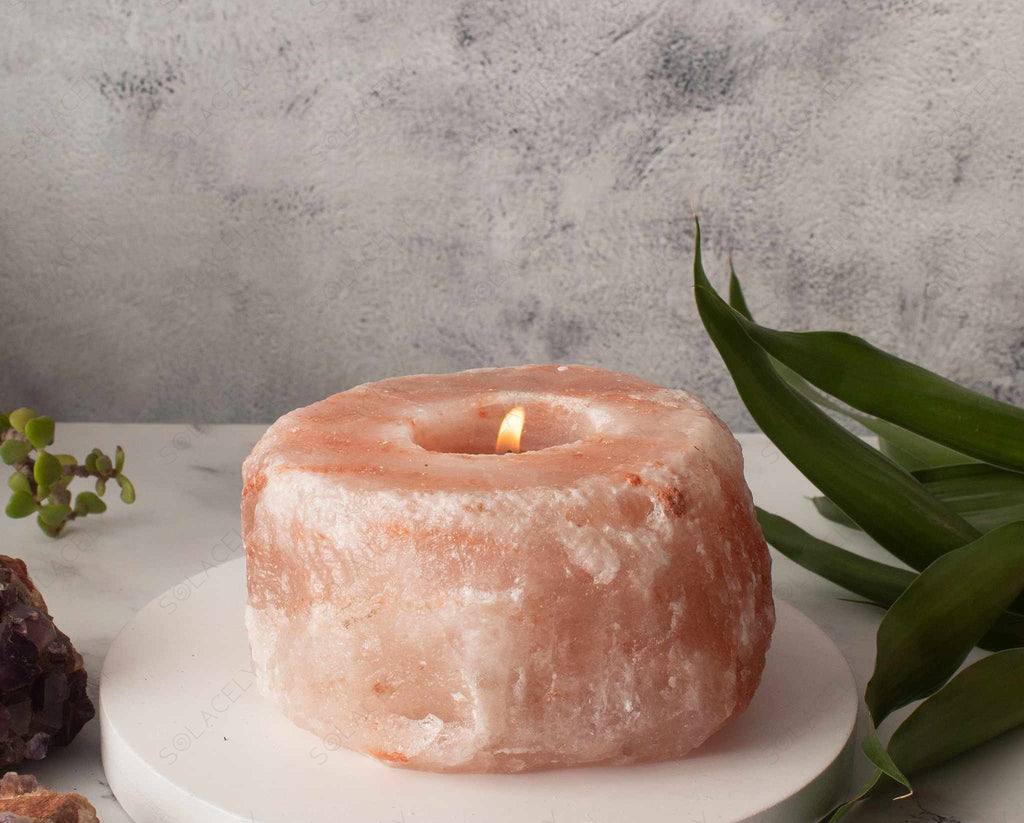 Natural Himalayan Salt Candle Holder Solacely