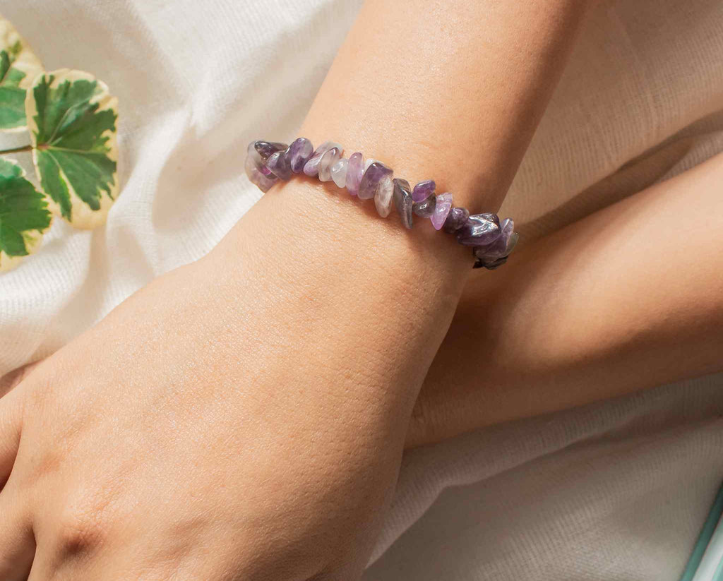 amethyst chip bracelet for anxiety
