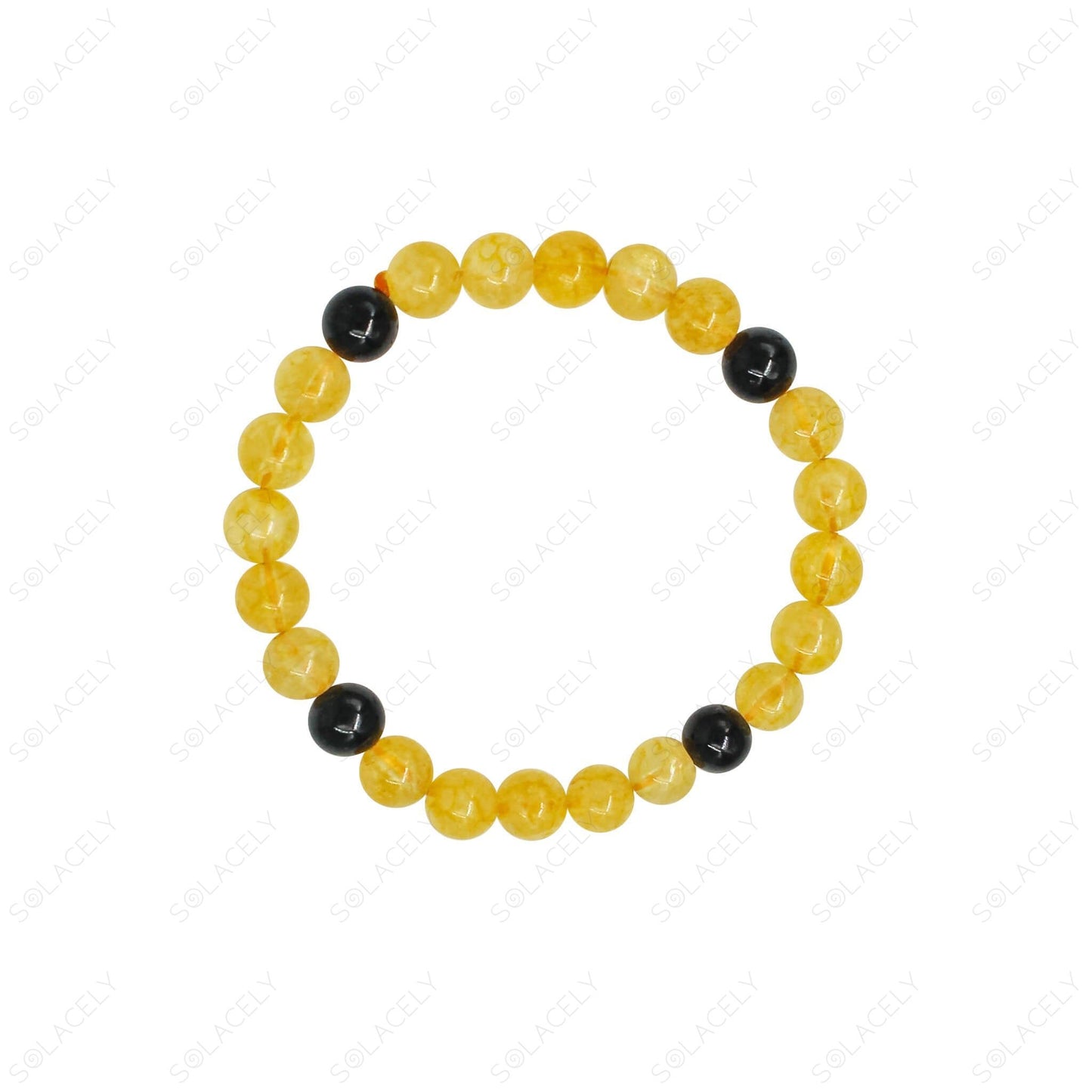 citrine with black tourmaline 8mm beads bracelet