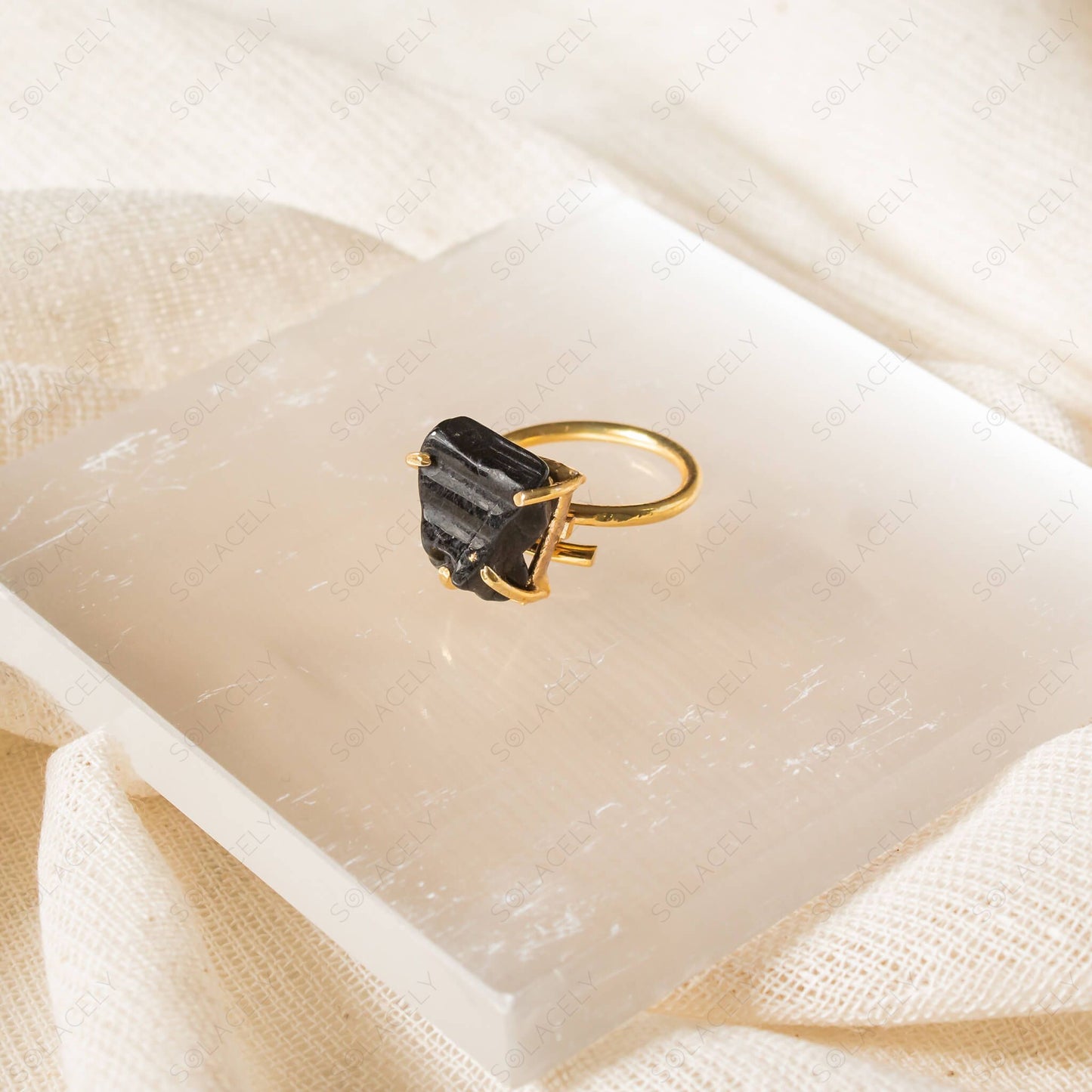 black tourmaline crystal ring