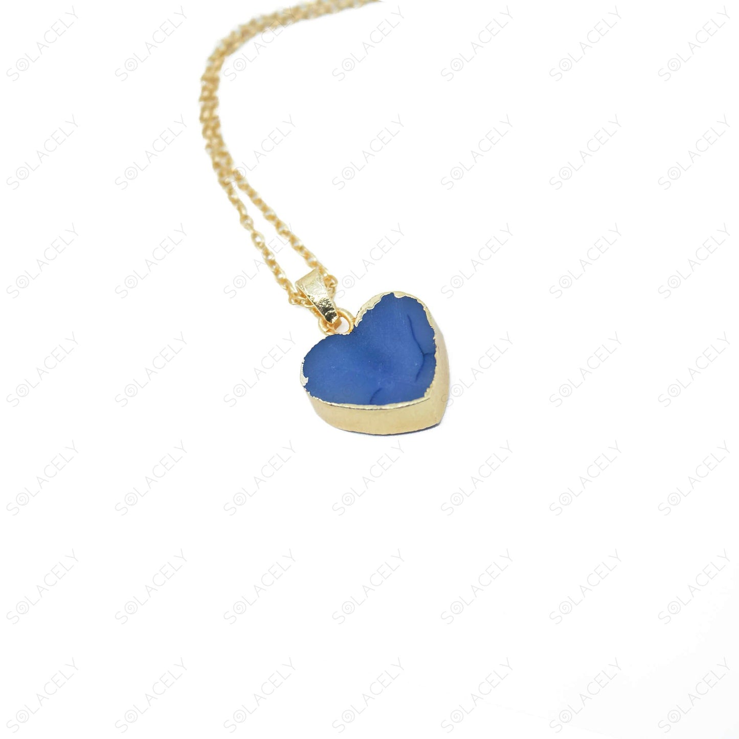 heart shaped blue druzy pendant