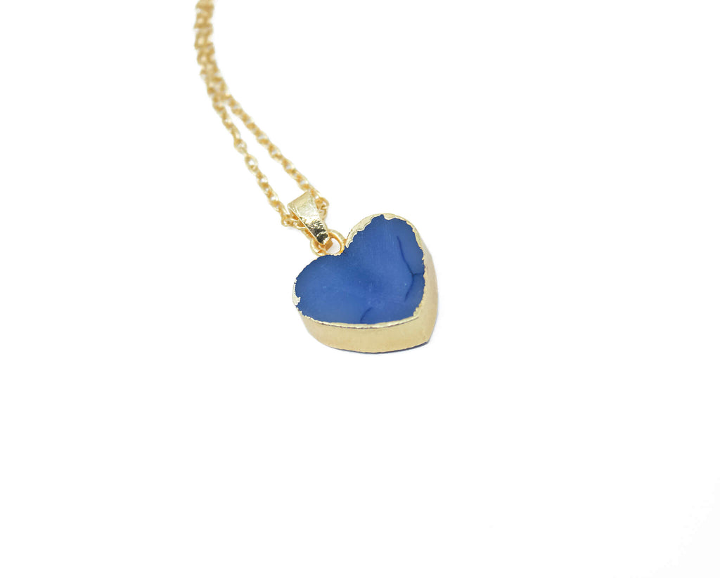 heart shaped blue druzy pendant