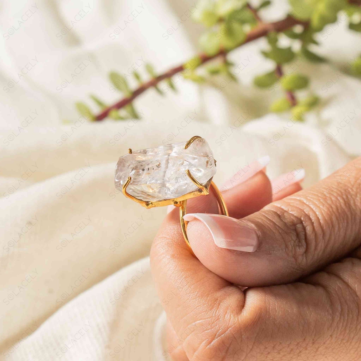 clear quartz silver ring