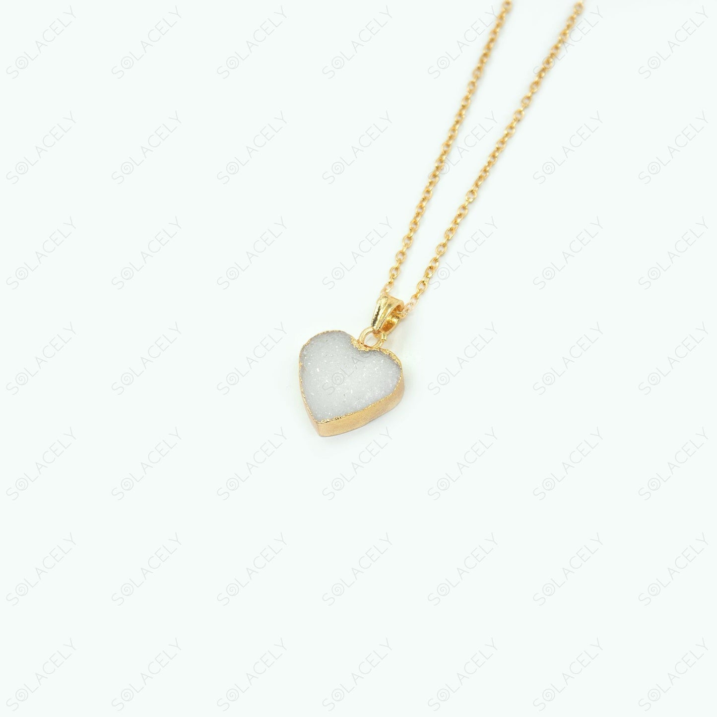 heart shaped white druzy pendant