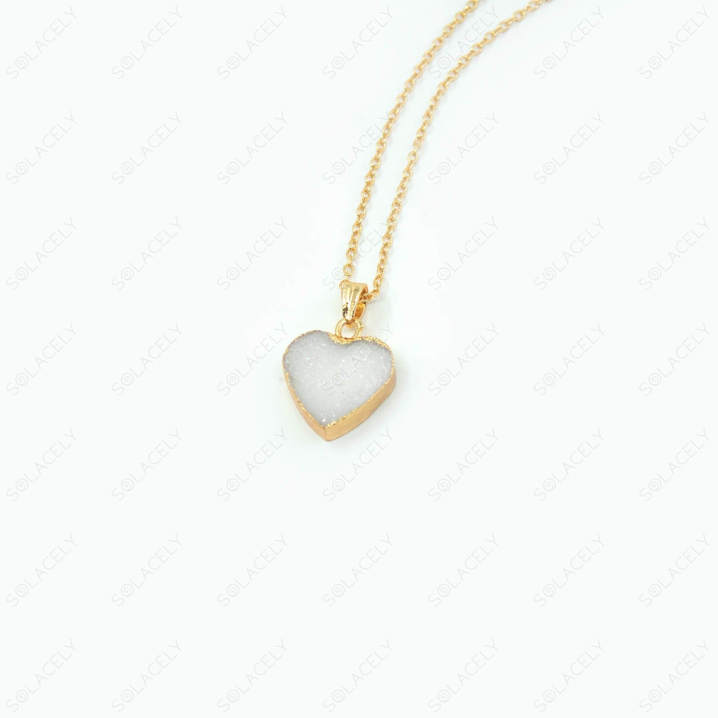 golden colour clear quartz heart pendant