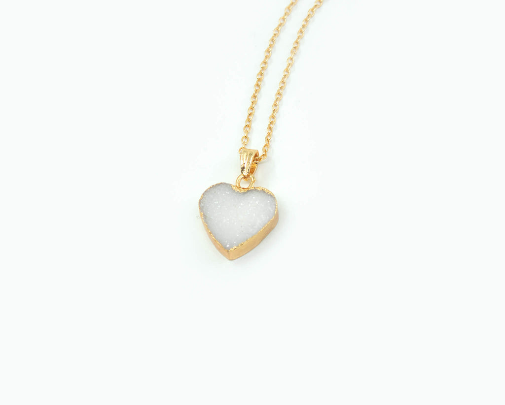 golden colour clear quartz heart pendant