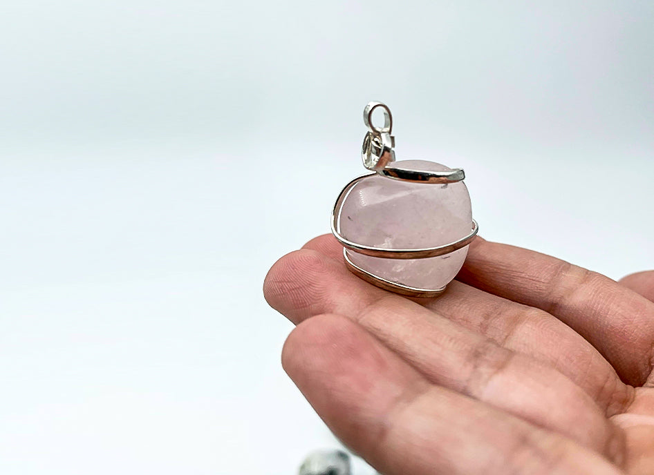 rose quartz stone pendant
