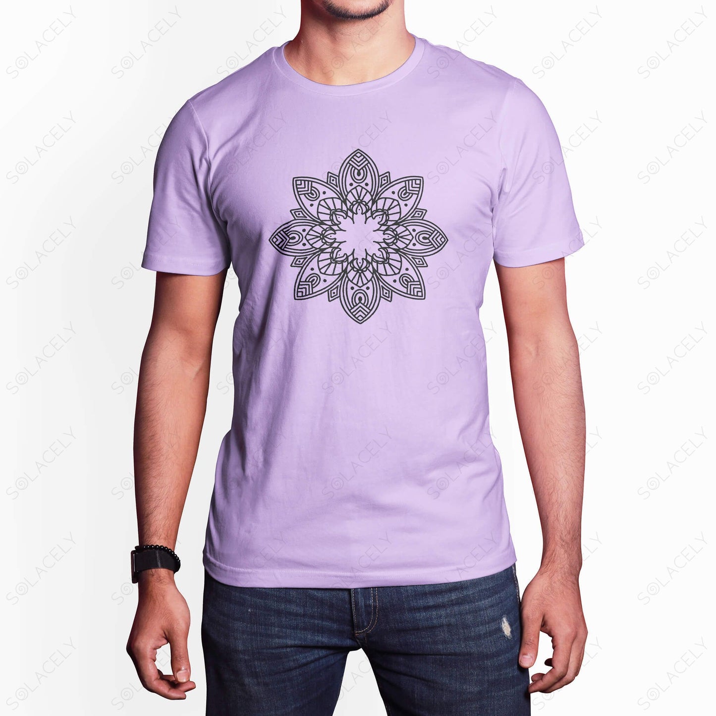 mandala round neck unisex t-shirts with 90% cotton