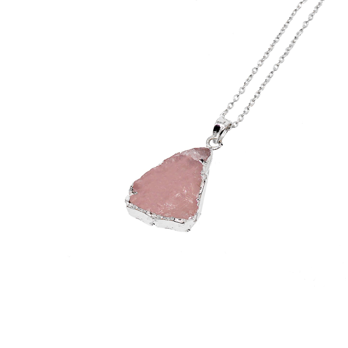 rose quartz pendant in silver