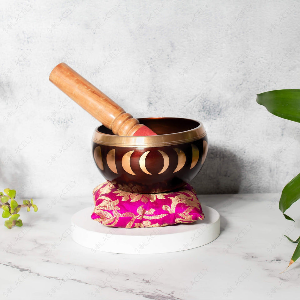 Tibetan moon singing bowl red