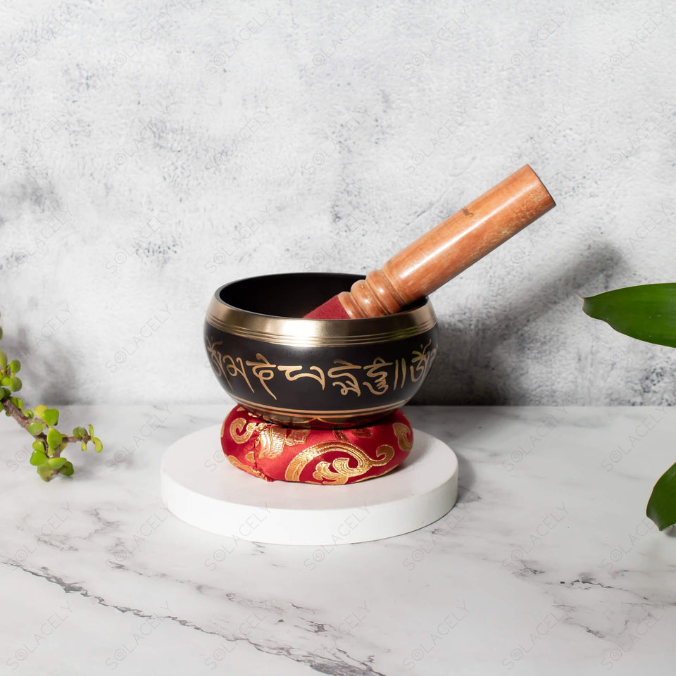 shloka design singing bowl tibetan